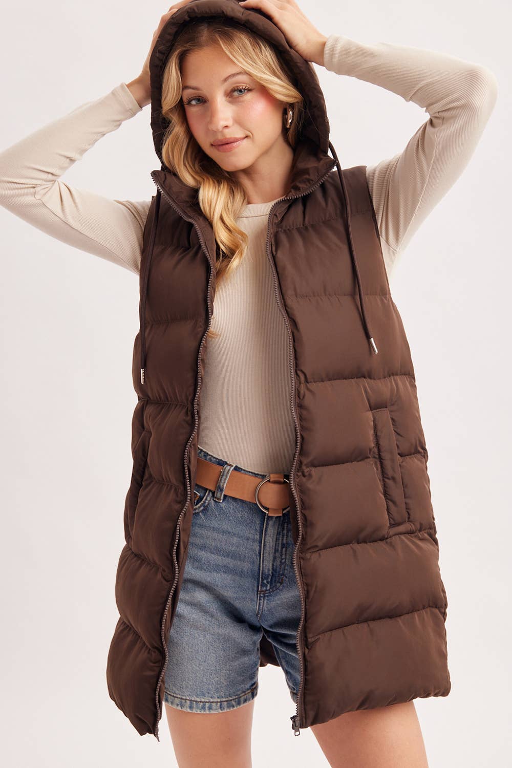 Bluivy - Hooded Longline Puffer Vest view 15