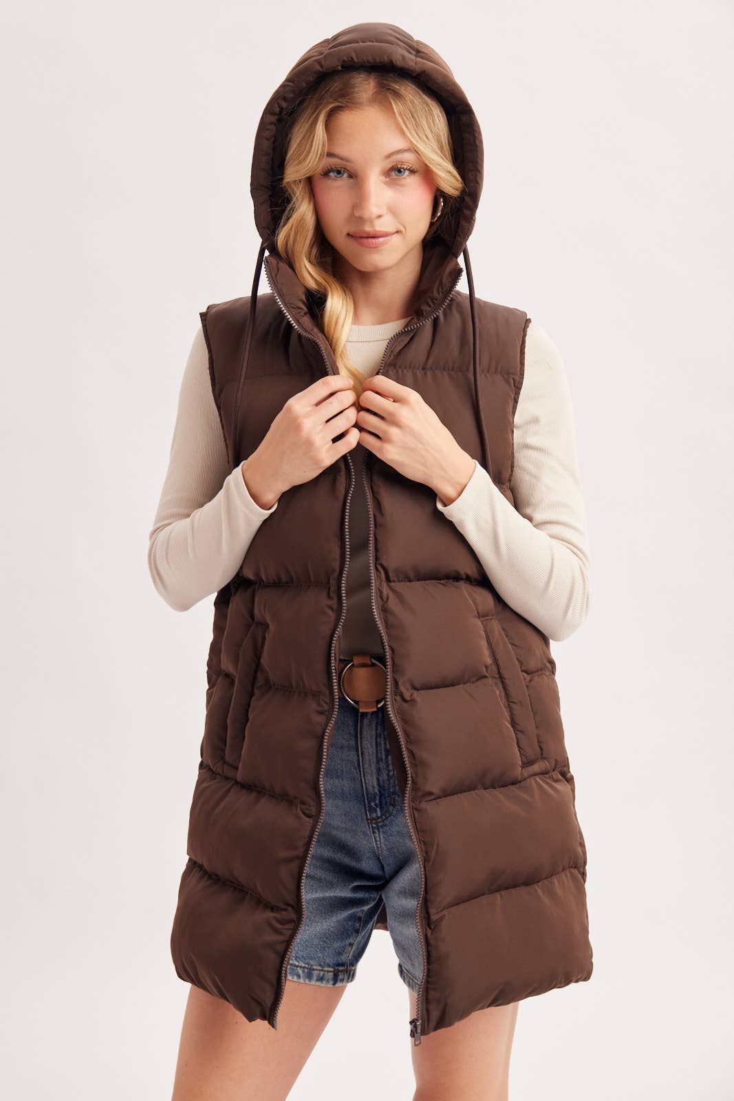 Bluivy - Hooded Longline Puffer Vest view 16