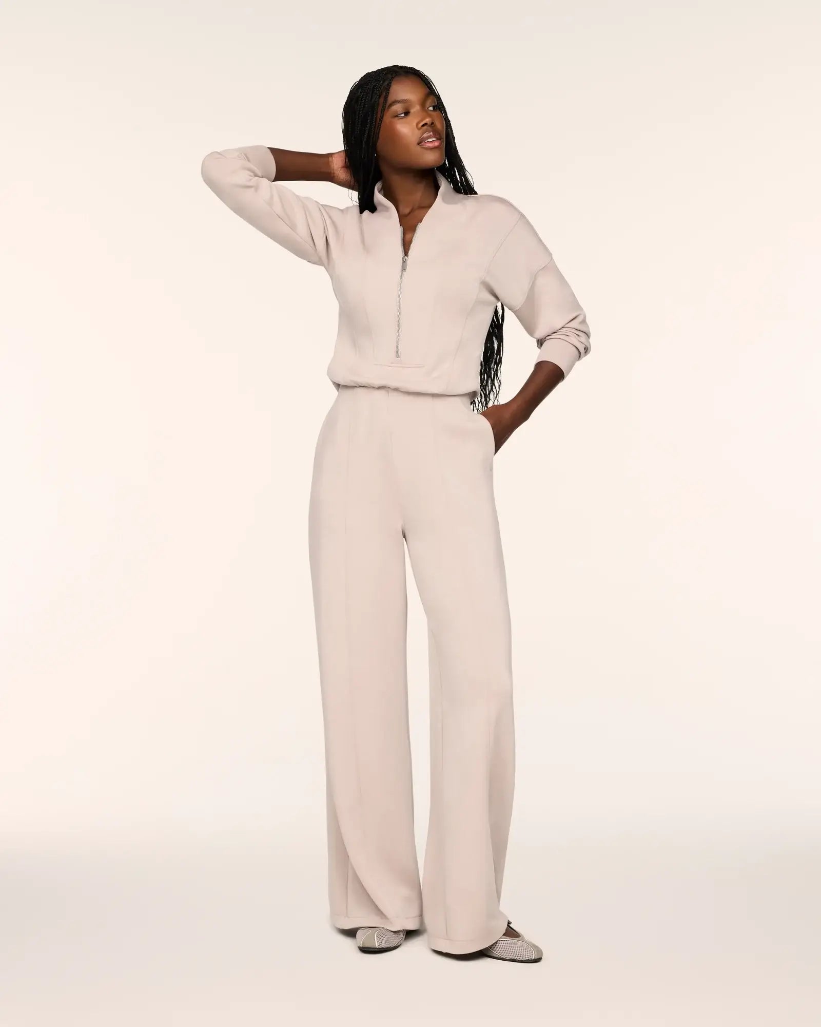 SPANX AirEssentials® Long Sleeve Shawl Collar Jumpsuit - Mushroom
