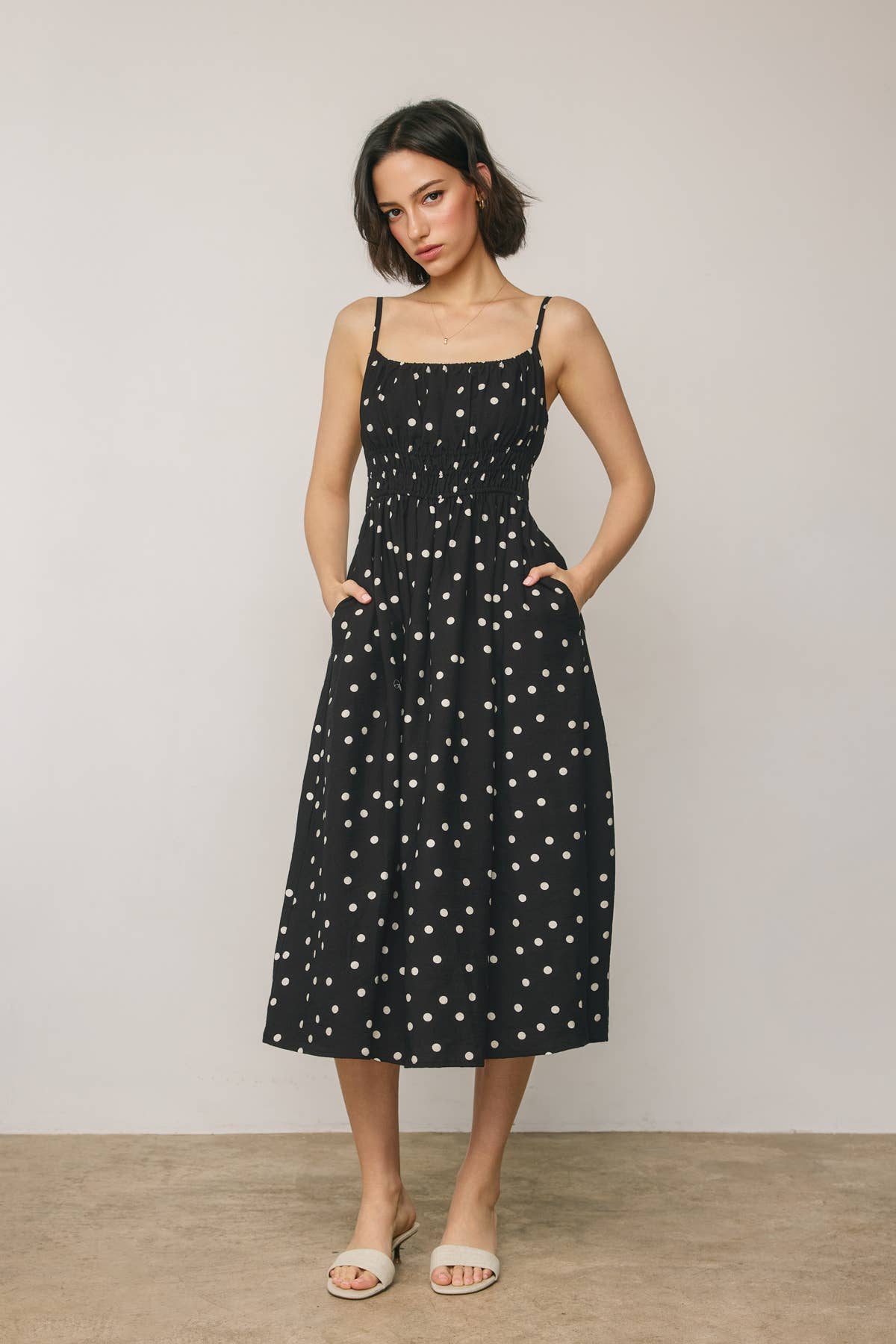 Dress Forum - Sunday Dot Shirred Waist Sleeveless Dress view 4