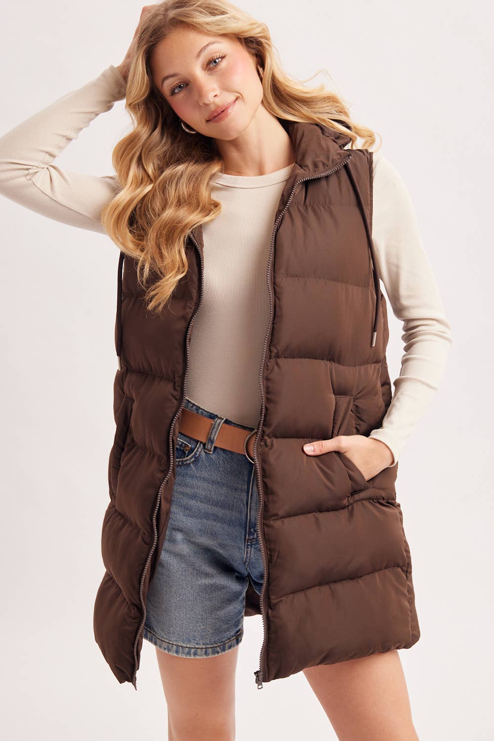 Bluivy - Hooded Longline Puffer Vest view 11